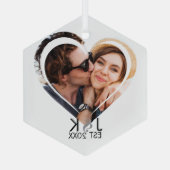 Heart Dating Couple Girlfriend Boyfriend Photo  ガラスオーナメント (裏面)