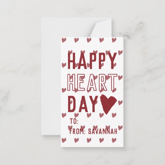 Heart Day Gingham Bow Valentines Classroom Card ノートカード (正面)