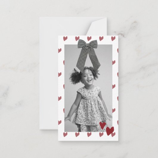 Heart Day Gingham Bow Valentines Classroom Card ノートカード (裏面)
