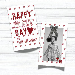 Heart Day Gingham Bow Valentines Classroom Card ノートカード