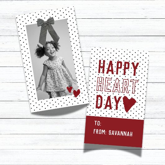 Heart Day Polka Dot Valentines Classroom Card ノートカード