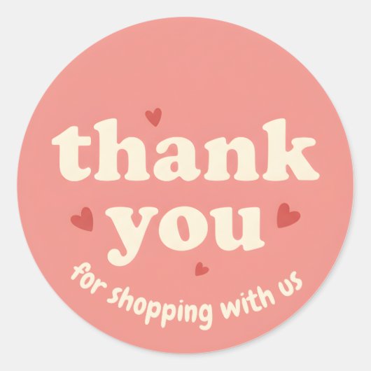 Heart Design Thank You Business Sticker ラウンドシール (正面)