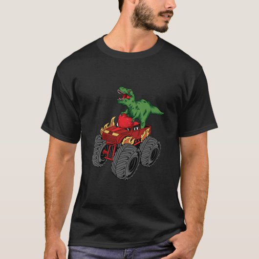 Heart Dino Valentine's Day Monster Truck Date Coup Tシャツ (正面)