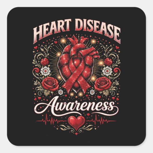 Heart Disease Awareness スクエアシール (正面)