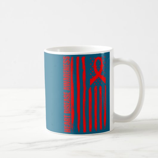 Heart Disease Awareness American Flag Chd Congenit コーヒーマグカップ (右)