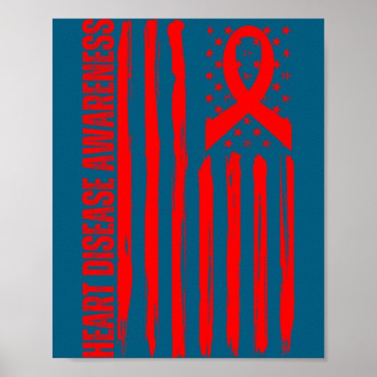 Heart Disease Awareness American Flag Chd Congenit ポスター (正面)