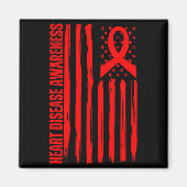 Heart Disease Awareness American Flag Chd Congenit マグネット (正面)