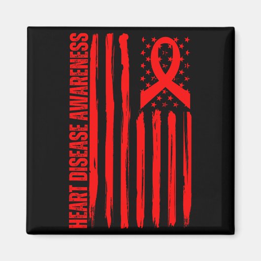 Heart Disease Awareness American Flag Chd Congenit マグネット (正面)