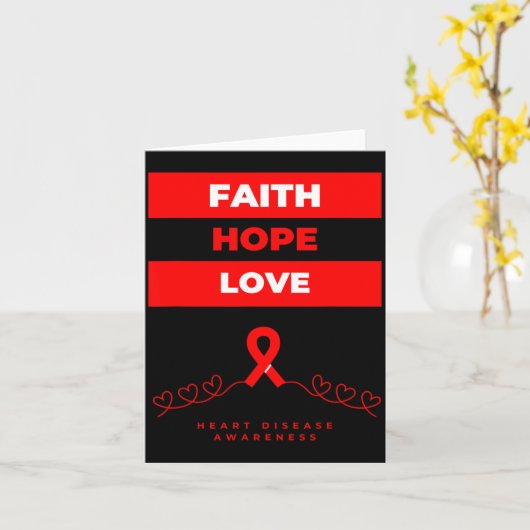 Heart Disease Awareness Faith Hope Love Design  カード (黄色い花)