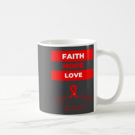 Heart Disease Awareness Faith Hope Love Design  コーヒーマグカップ (右)