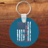Heart Disease Awareness February Usa Flag Ribbon R キーホルダー (正面)