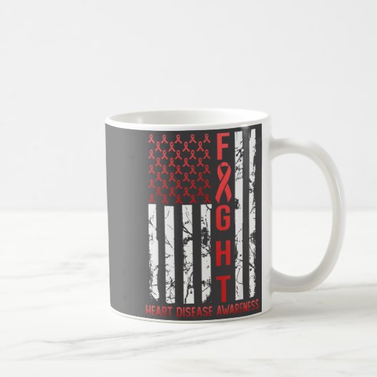 Heart Disease Awareness February Usa Flag Ribbon R コーヒーマグカップ (右)