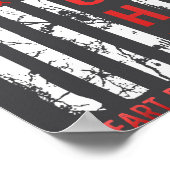 Heart Disease Awareness February Usa Flag Ribbon R ポスター (角)