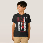 Heart Disease Awareness February Usa Flag Ribbon R Tシャツ (正面フル)