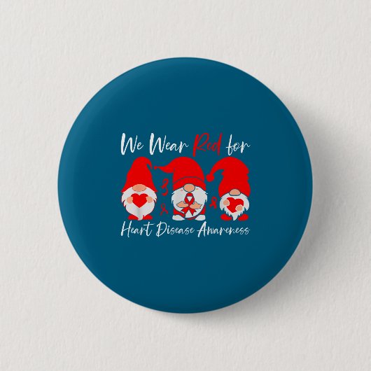 Heart Disease Awareness Gnome 缶バッジ (正面)