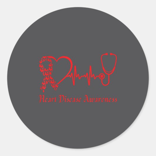Heart Disease Awareness Go Red In February Health ラウンドシール (正面)
