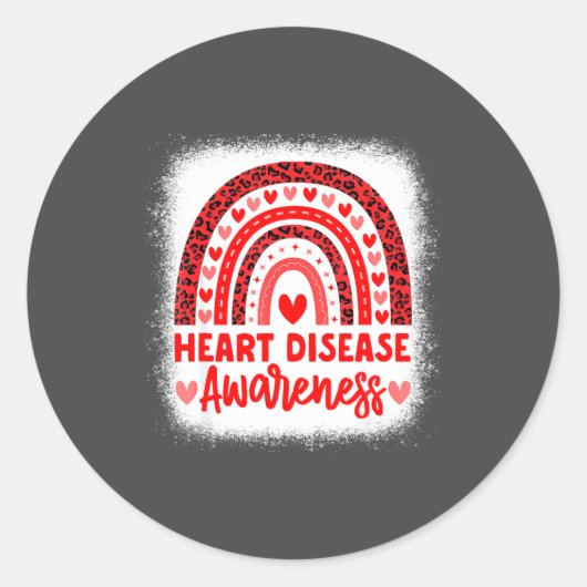 Heart Disease Awareness Heart Month Rainbow Heart ラウンドシール (正面)