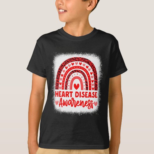 Heart Disease Awareness Heart Month Rainbow Heart  Tシャツ (正面)