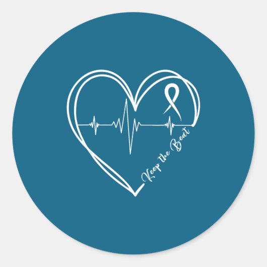 Heart Disease Awareness Heartbeat Chd Wear Red Hea ラウンドシール (正面)