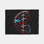 Heart Disease Awareness Heartbeat Survivor Warrior フリースブランケット (正面(横))