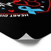 Heart Disease Awareness Heartbeat Survivor Warrior ポスター (角)