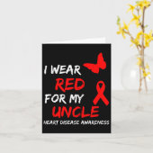 Heart Disease Awareness I Wear Red For My Uncle Ri カード (黄色い花)