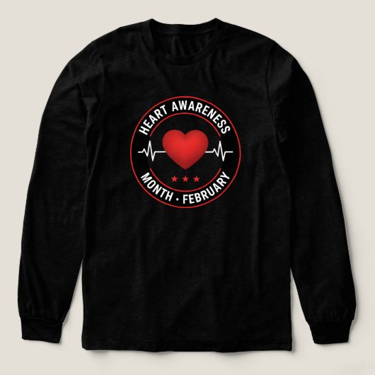 Heart Disease Awareness Month February EKG Heart トライブレンドＴシャツ (デザイン正面)