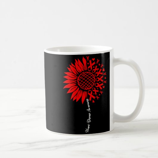 Heart Disease Awareness Month Sunflower For Women  コーヒーマグカップ (右)