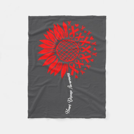 Heart Disease Awareness Month Sunflower For Women  フリースブランケット (正面)