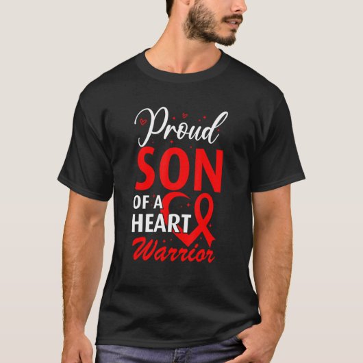 Heart Disease Awareness Proud Son of a Heart Warri Tシャツ (正面)