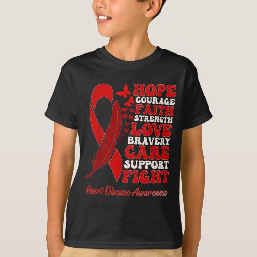 Heart Disease Awareness Red Butterflies Ribbon Sup Tシャツ (正面)