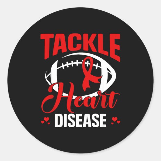 Heart Disease Awareness Red Heart Tackle Heart Dis ラウンドシール (正面)