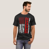 Heart Disease Awareness Red Ribbon American Flag U Tシャツ (正面フル)