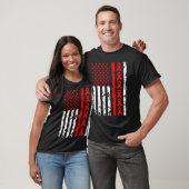 Heart Disease Awareness Red Ribbon American Flag U Tシャツ (ユニセックス)