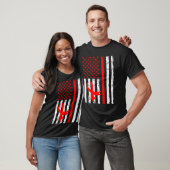 Heart Disease Awareness Red Ribbon American Flag U Tシャツ (ユニセックス)