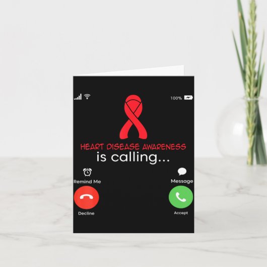 Heart Disease Awareness Red Ribbon Heart Attack Su カード (正面)