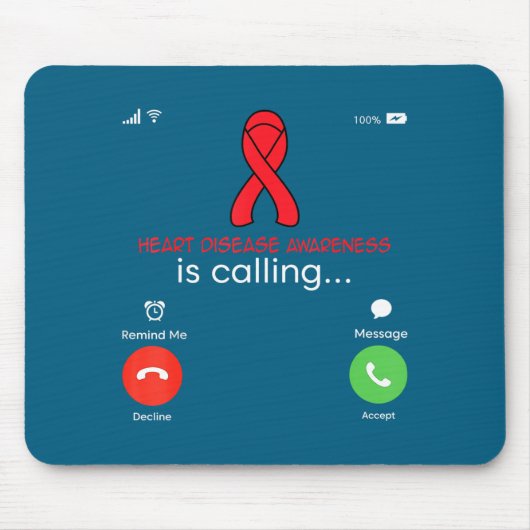 Heart Disease Awareness Red Ribbon Heart Attack Su マウスパッド (正面)