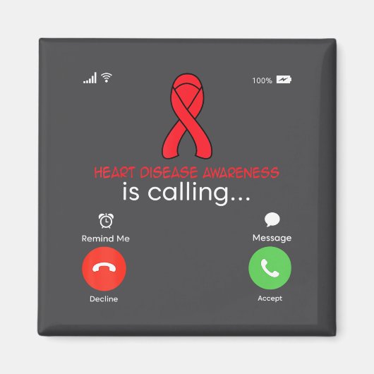 Heart Disease Awareness Red Ribbon Heart Attack Su マグネット (正面)