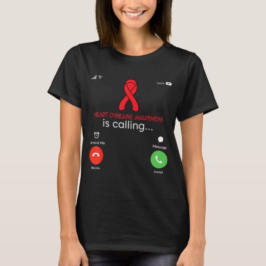 Heart Disease Awareness Red Ribbon Heart Attack Su Tシャツ (正面)