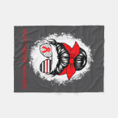 Heart Disease Awareness Red Ribbon Heart Messy Bun フリースブランケット (正面(横))