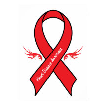 Heart Disease Awareness Ribbon with Wings