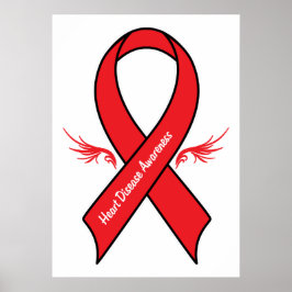Heart Disease Awareness Ribbon with Wings ポスター