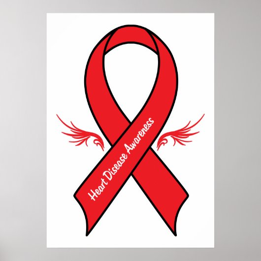 Heart Disease Awareness Ribbon with Wings ポスター (正面)