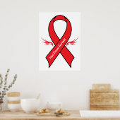Heart Disease Awareness Ribbon with Wings ポスター (キッチン)