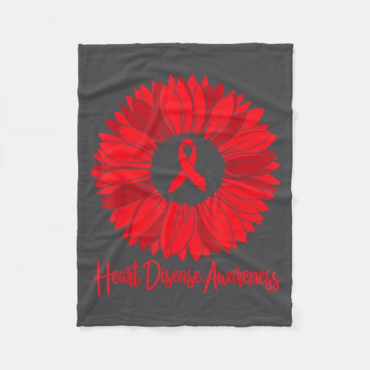 Heart Disease Awareness Sunflower Go Red Women Hea フリースブランケット (正面)