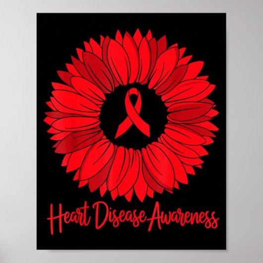 Heart Disease Awareness Sunflower Go Red Women Hea ポスター (正面)