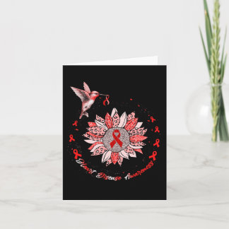 Heart Disease Awareness Sunflower Hummingbird Ribb カード