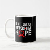 Heart Disease Suprt Love Hope Red Ribbon コーヒーマグカップ (左)