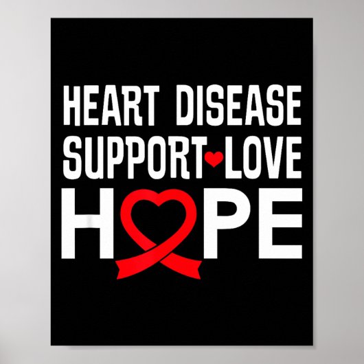 Heart Disease Suprt Love Hope Red Ribbon ポスター (正面)