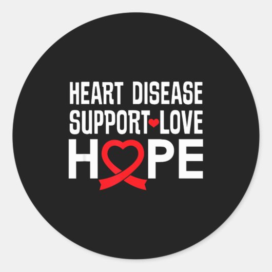 Heart Disease Suprt Love Hope Red Ribbon  ラウンドシール (正面)